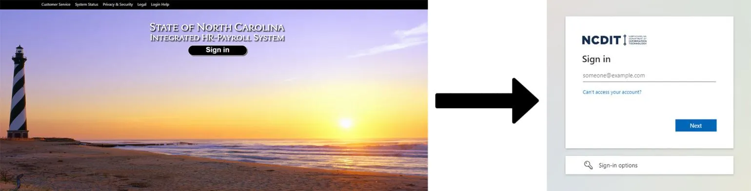Screenshots of MFA login