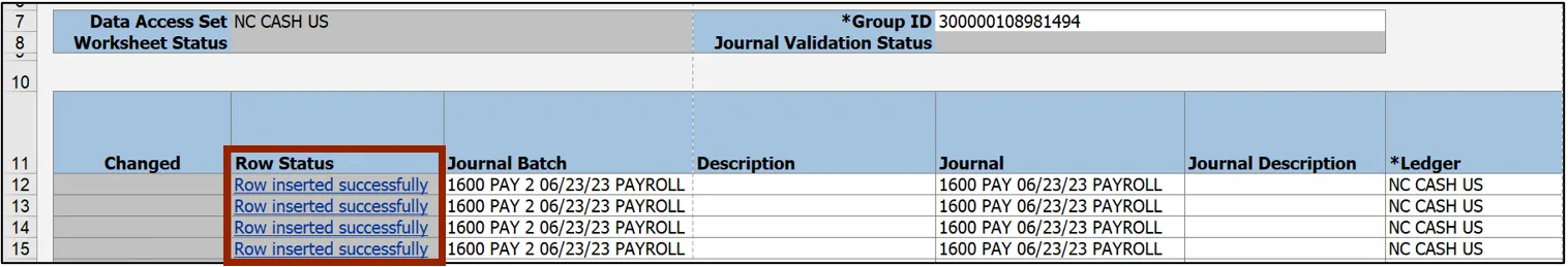 Row Status field updated