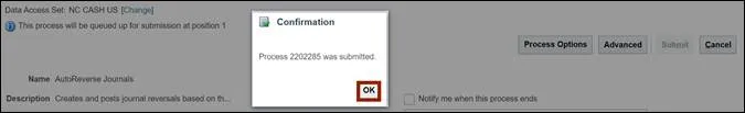 OK button on Confirmation pop-up