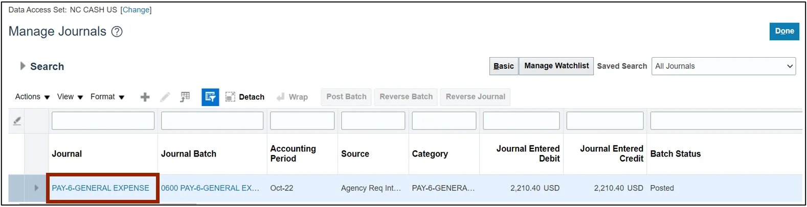 Journal link to be reversed
