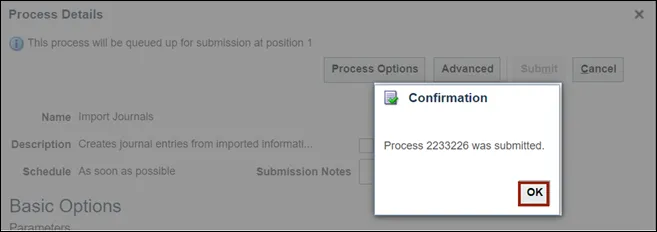 Confirmation pop-up