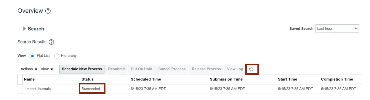 Refresh icon on Overview page