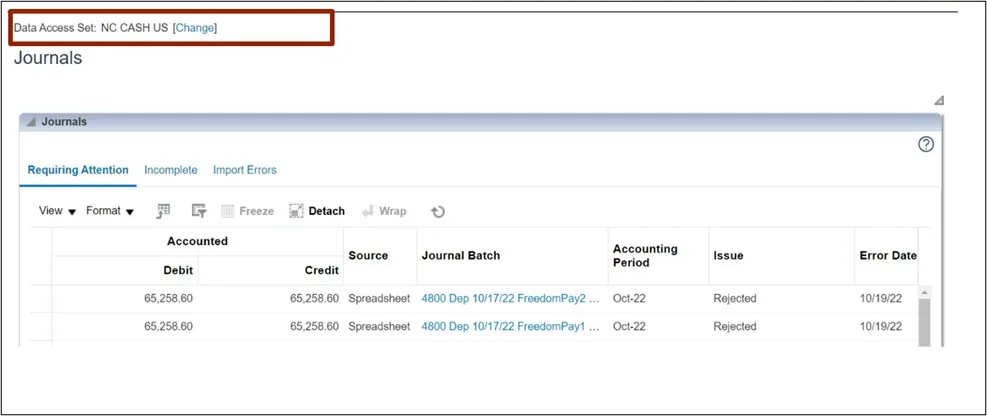 Validate the Data Access Set