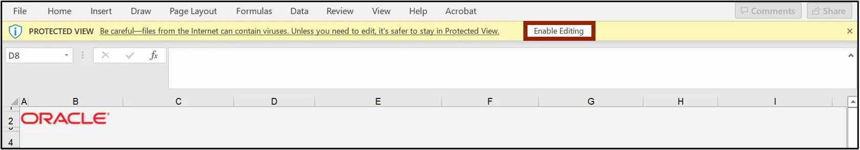 Enable Editing button opens Excel file
