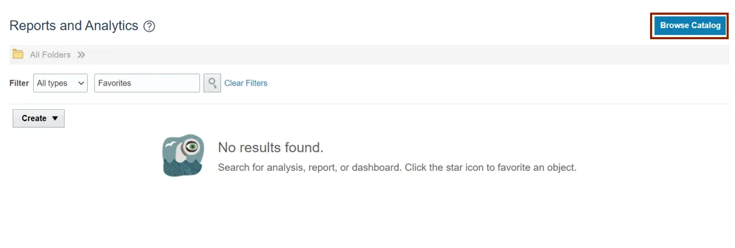 Browse Catalog button on the Reports and Analytics page
