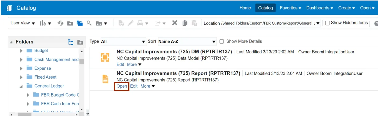 Open link on NC Capital Improvements Report