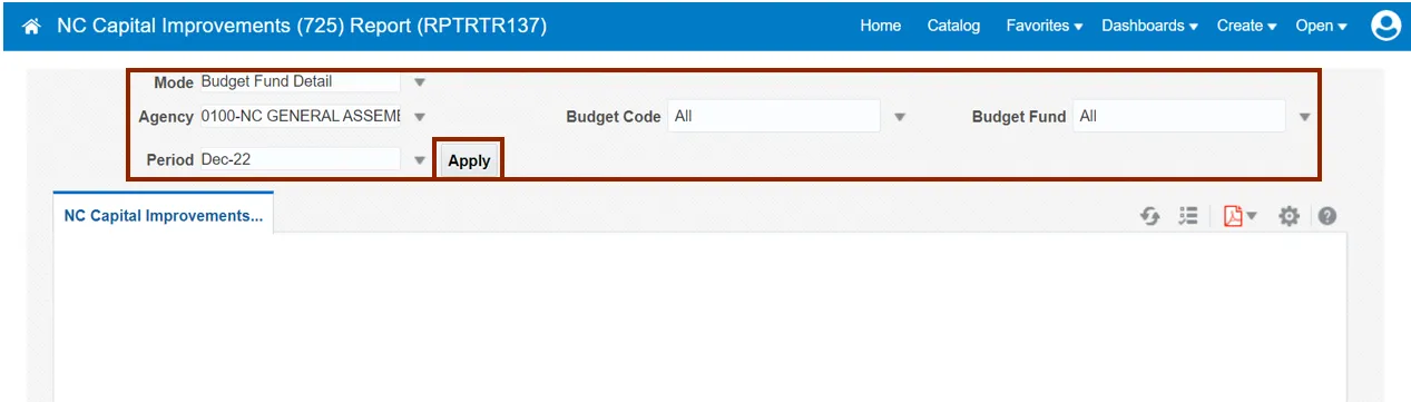Applicable parameters from respective drop-down choice lists