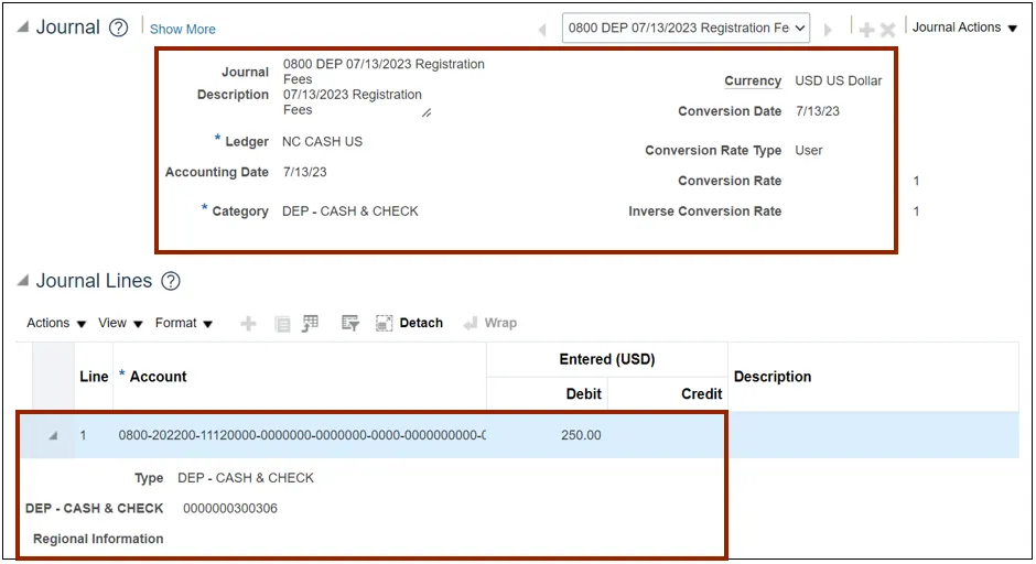 Validate the Journal details