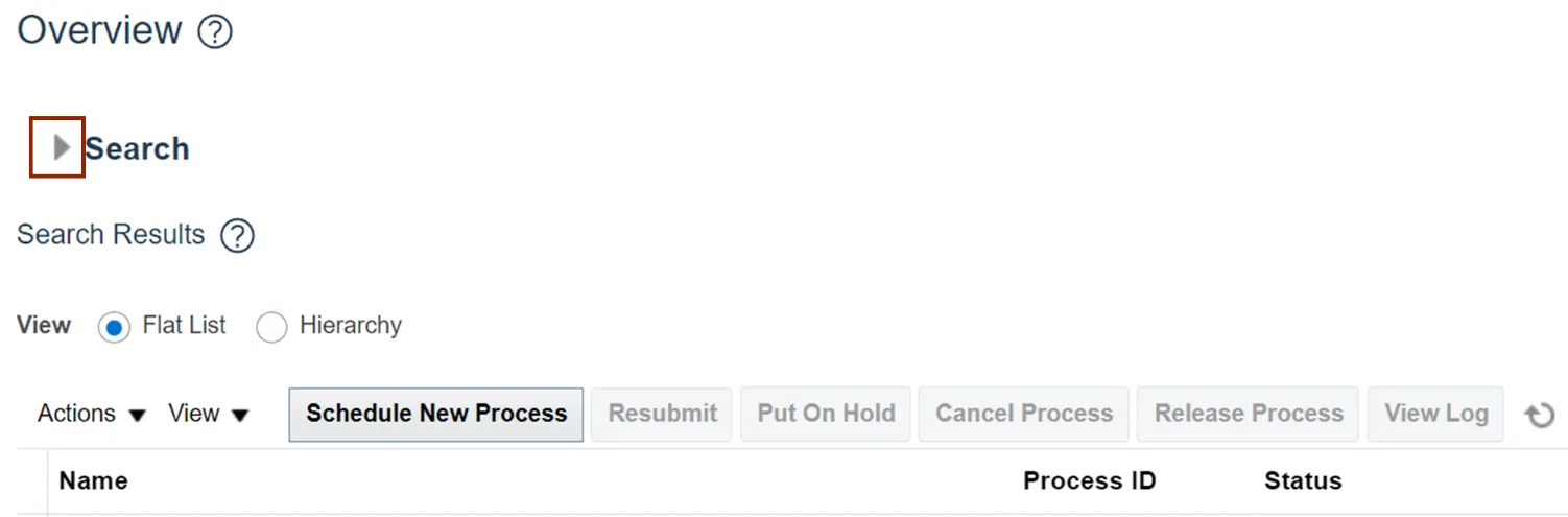 Right arrow icon expands Overview page