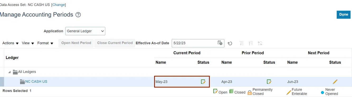 Open icon in Status field