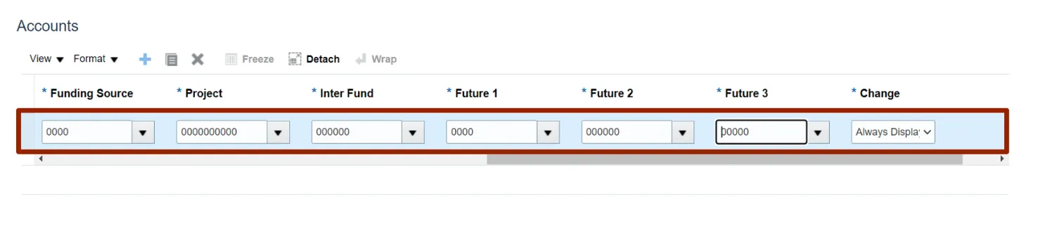 Always Display in the Change field