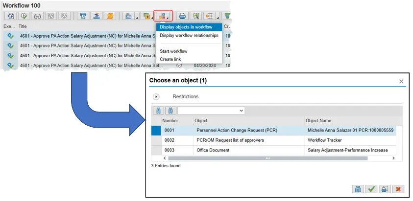 Environment button to access Display Objects in Workflow in WebGUI.