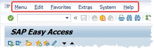 The menu bar in SAP GUI.