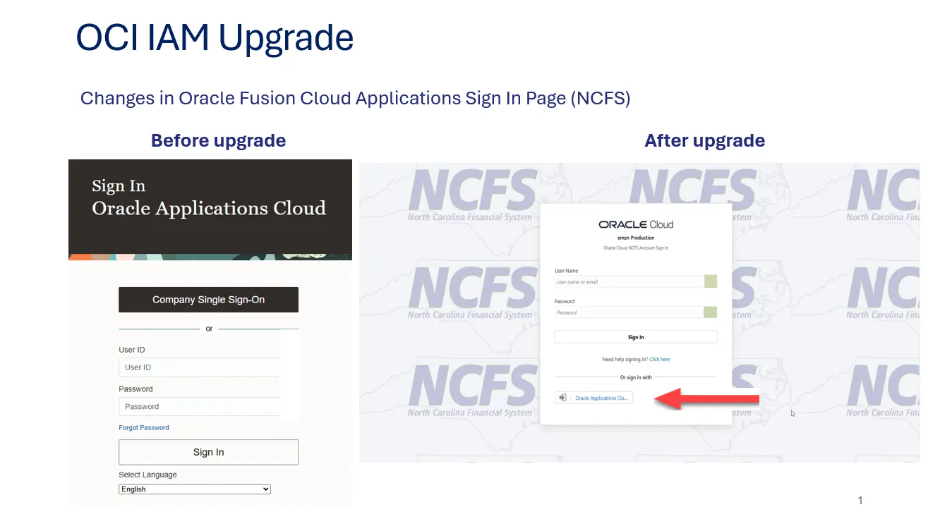 New Oracle Cloud Infrastructure Identity Access Management (OCI IAM) sign-in screen.